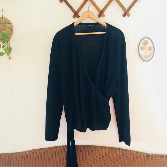 Lafayette 148 New York Sweaters - Black Knit Wrap Cardigan